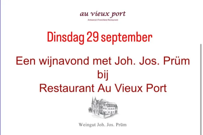 Exclusieve wijnavond met Joh. Jos. Prüm bij Au Vieux Port